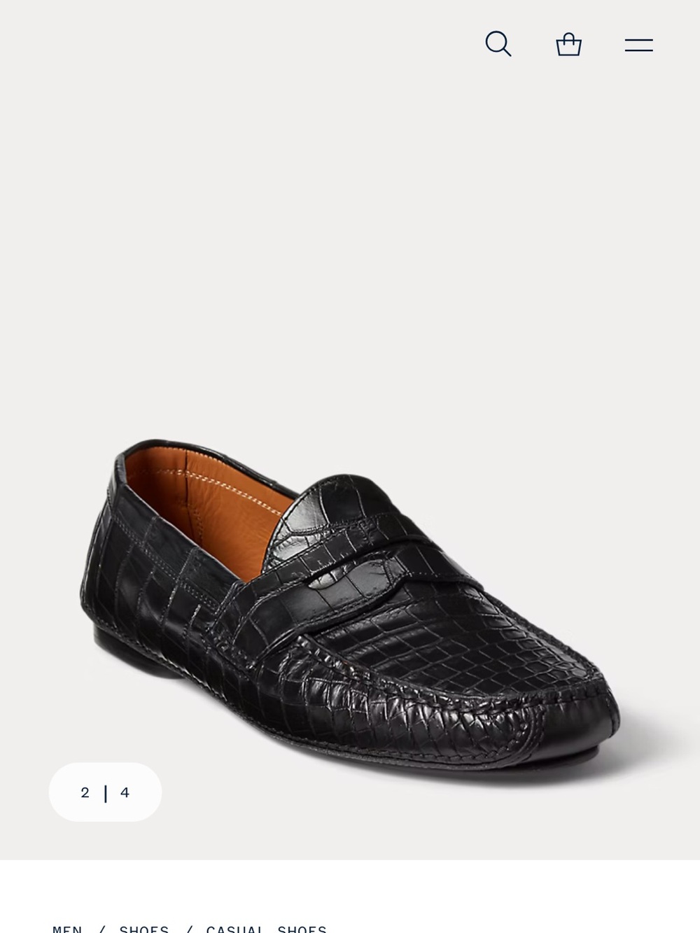 Ralph Lauren Purple Label Hackett Alligator Slip-On Loafers Black Size 9.5 New